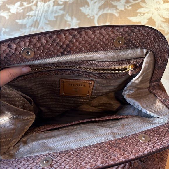 Prada python snake brown leather satchel handbag - Picture 7 of 7
